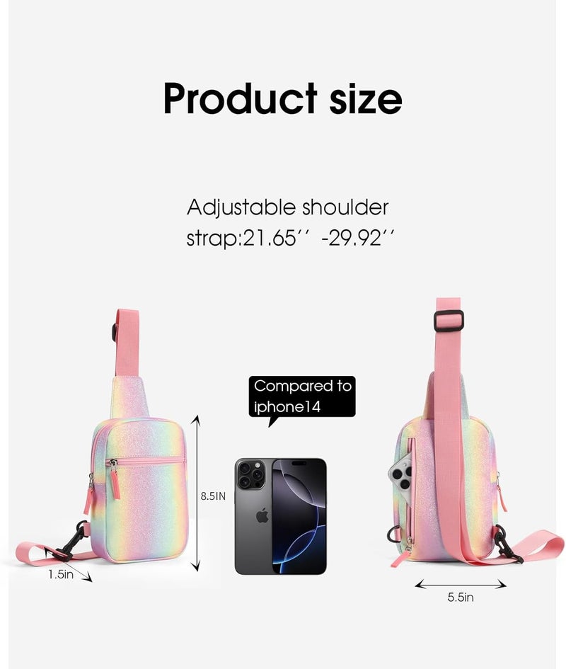 cotmcor Store Valentines Day Gifts for Kids: Fanny Pack Birthday Gift for 8 9 10 11 12 Year Old Teen Girls Trendy Stuff, Preppy Colorblock Crossbody Bag Adjustable Sling Belt Bags Purse for Travel Outdoor - Image 4